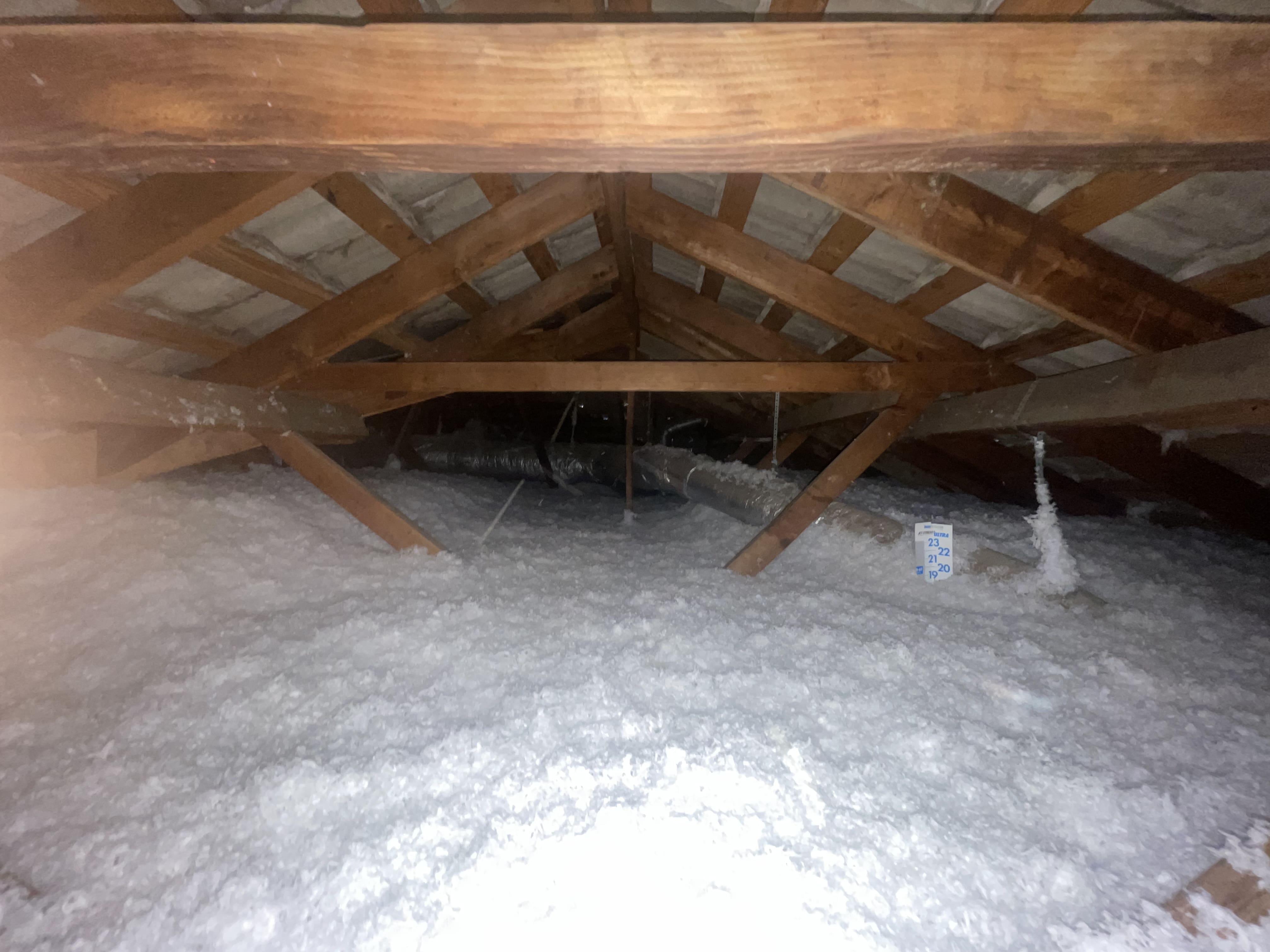 Over-insulated attic with thick insulation