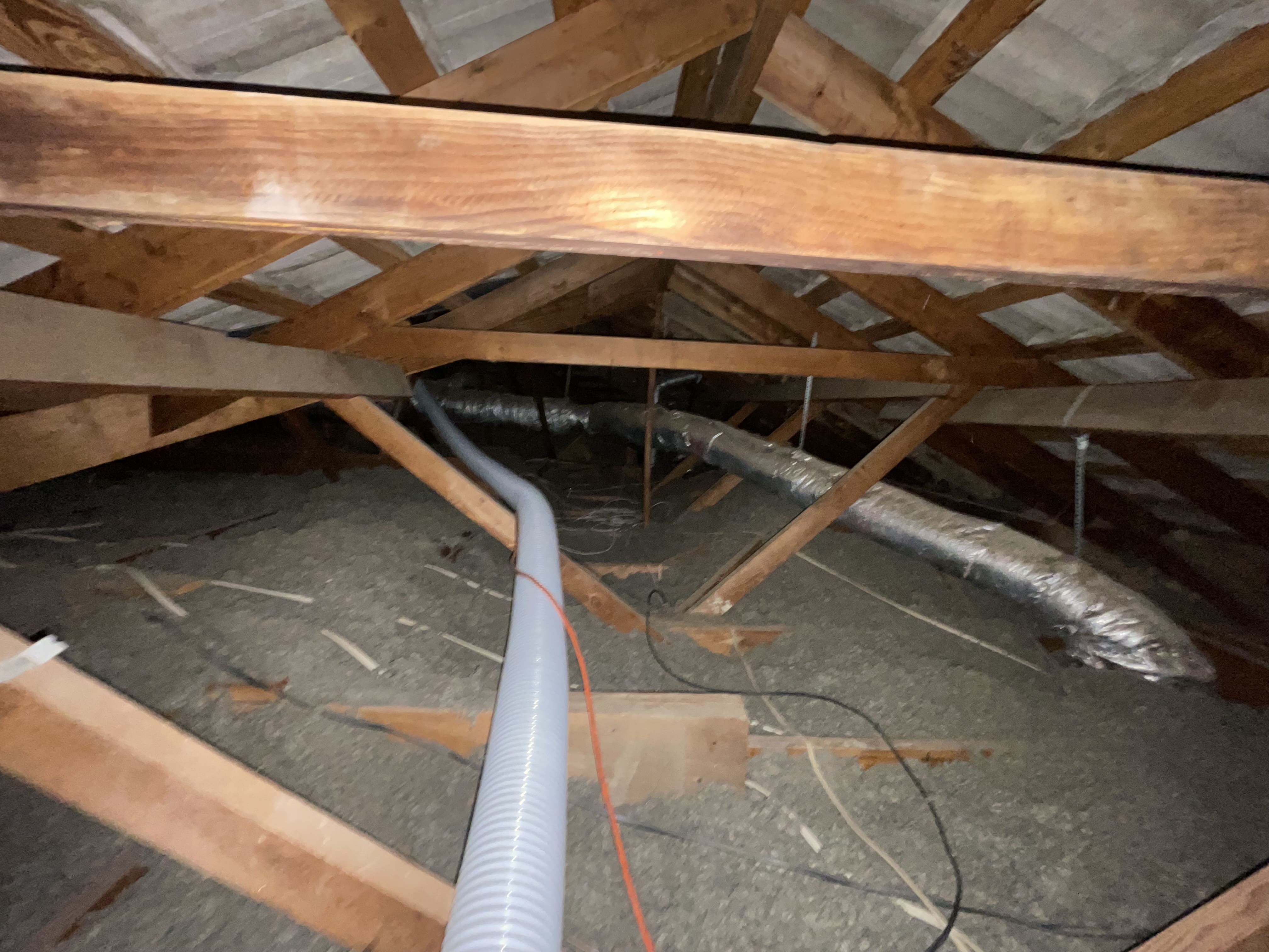 Attic insulation that has degraded over time