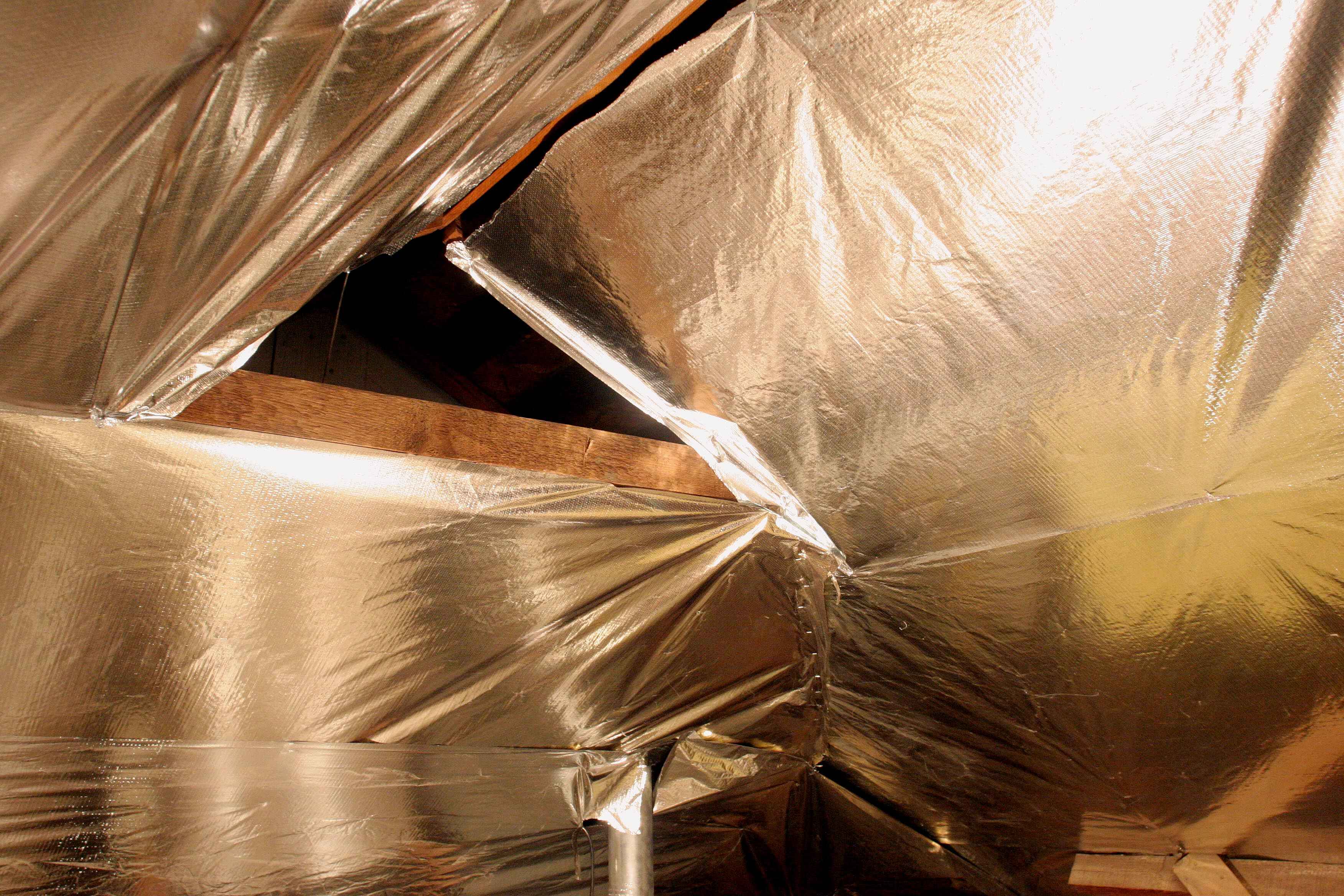 Radiant barrier installed in an attic