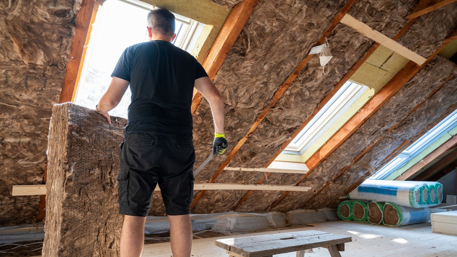 Attic insulation installation in a Texas home